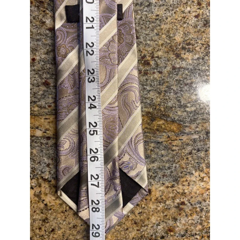 Canali Paisley Striped Necktie‎ 100% Silk Blend Business Formal Elegant
